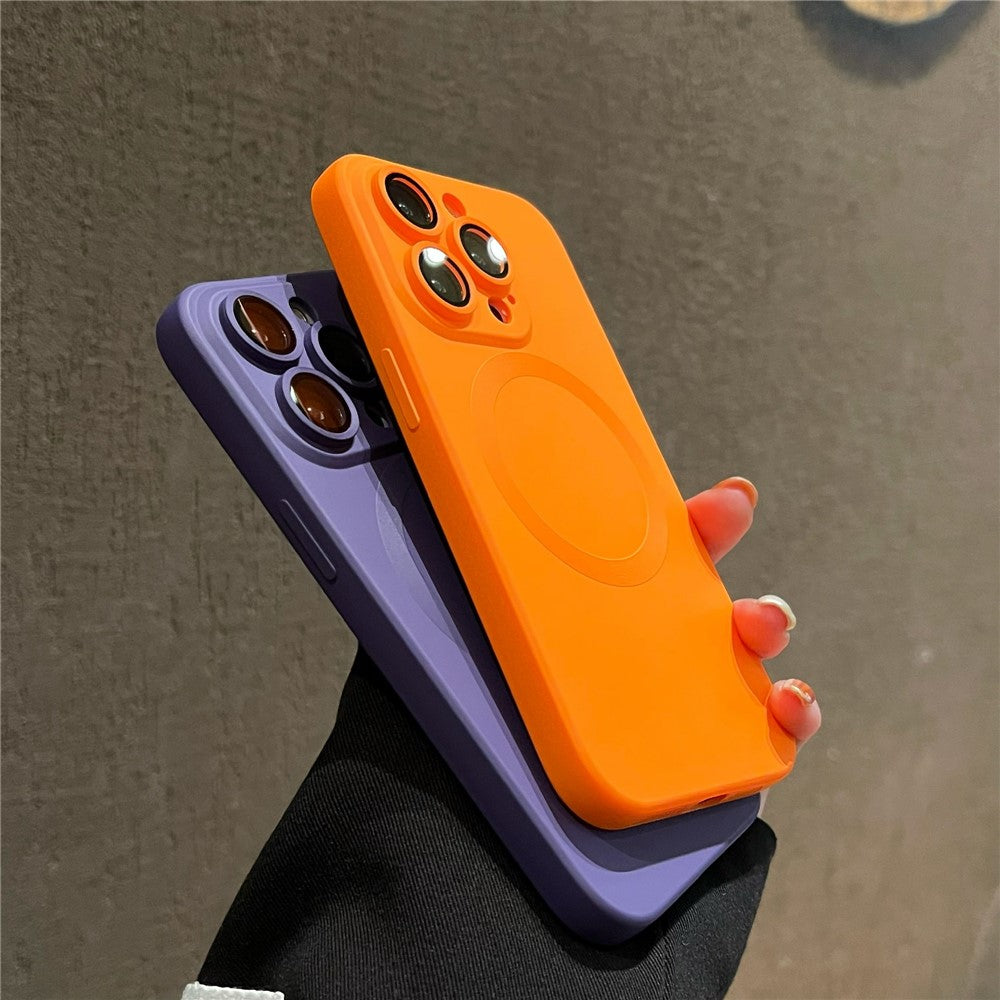 Til iPhone 15 Pro Max cover, kompatibel med MagSafe flydende silikone telefoncover med beskyttelsesglas til linse