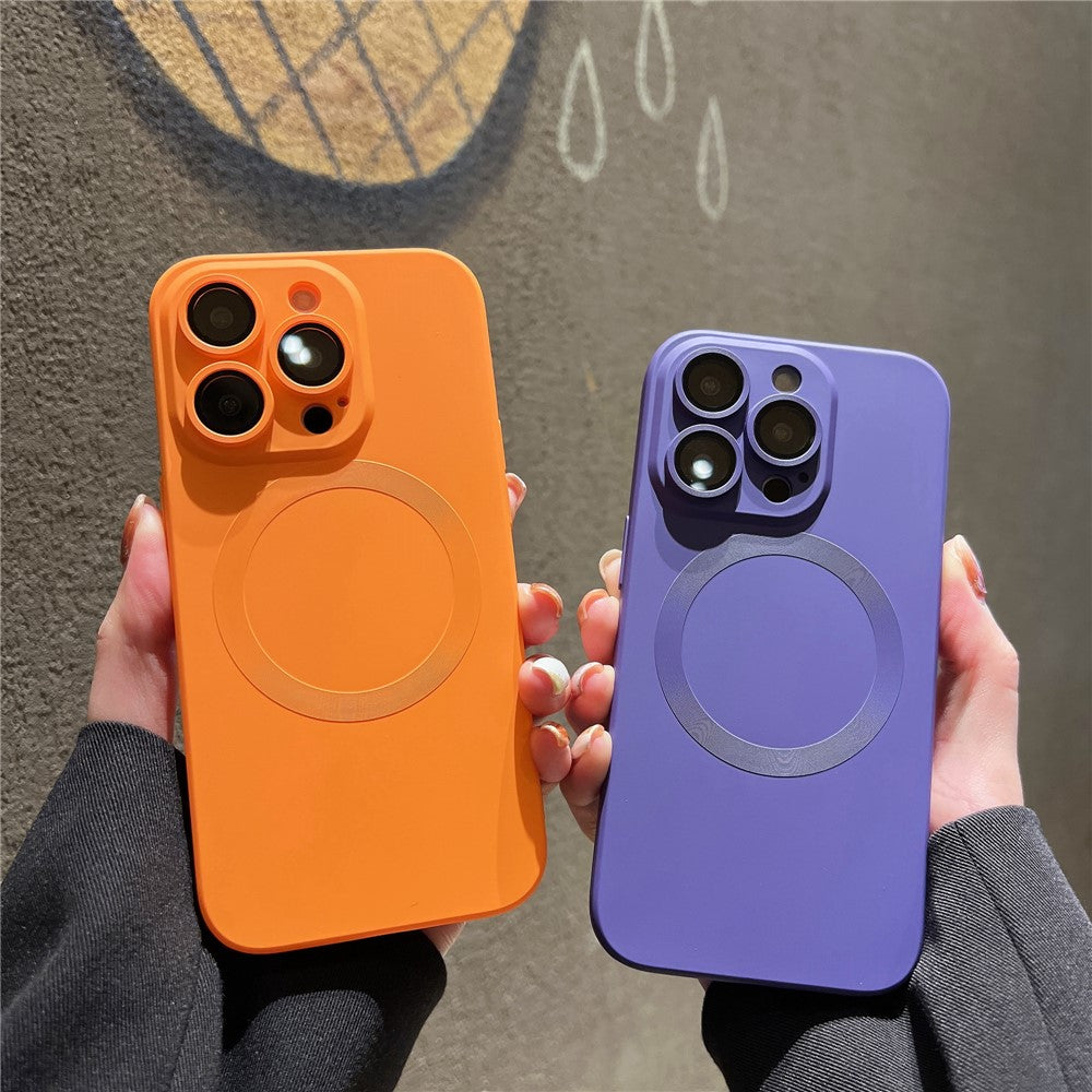 Til iPhone 15 Pro Max cover, kompatibel med MagSafe flydende silikone telefoncover med beskyttelsesglas til linse