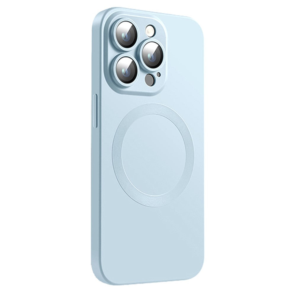Til iPhone 15 Pro Max cover, kompatibel med MagSafe flydende silikone telefoncover med beskyttelsesglas til linse