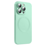 Til iPhone 15 Pro Max cover, kompatibel med MagSafe flydende silikone telefoncover med beskyttelsesglas til linse