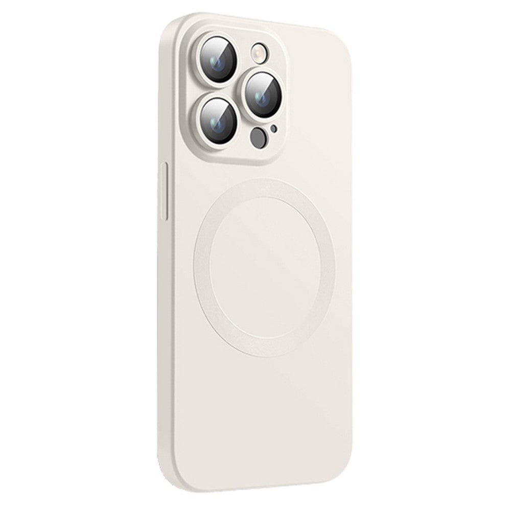 Til iPhone 15 Pro Max cover, kompatibel med MagSafe flydende silikone telefoncover med beskyttelsesglas til linse