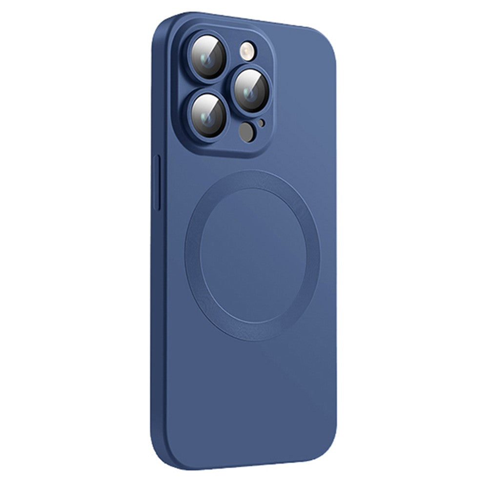 Til iPhone 15 Pro Max cover, kompatibel med MagSafe flydende silikone telefoncover med beskyttelsesglas til linse