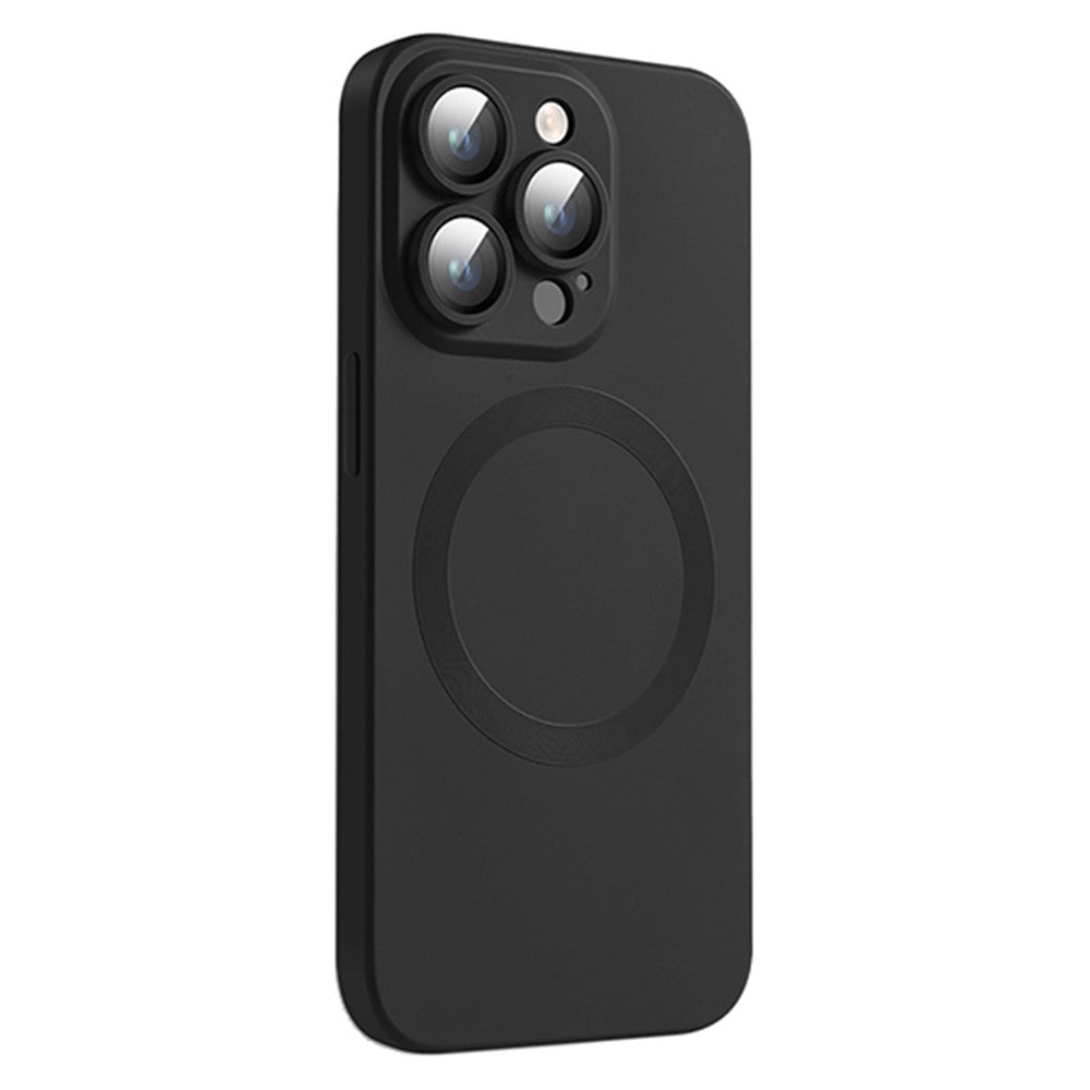 Til iPhone 15 Pro Max cover, kompatibel med MagSafe flydende silikone telefoncover med beskyttelsesglas til linse