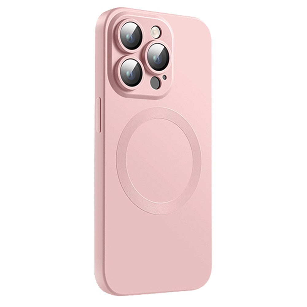 Til iPhone 15 Pro Max cover, kompatibel med MagSafe flydende silikone telefoncover med beskyttelsesglas til linse