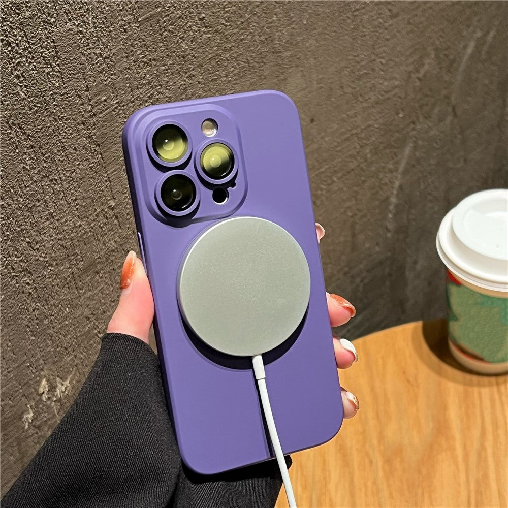 For iPhone 15 Pro Case Compatible with MagSafe Liquid Silicone Phone Cover with Tempered Glass Lens Protector
