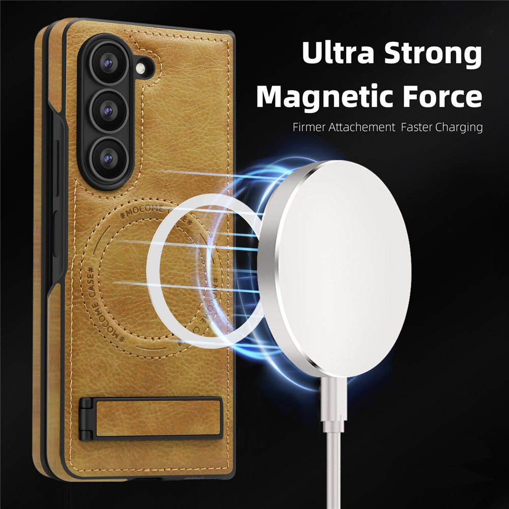 Til Samsung Galaxy Z Fold5 5G Magnetisk cover med foldbar støttefod PC Silikone Læder Telefon Bagcover