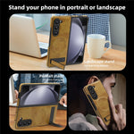 Til Samsung Galaxy Z Fold5 5G Magnetisk cover med foldbar støttefod PC Silikone Læder Telefon Bagcover