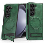 Til Samsung Galaxy Z Fold5 5G Magnetisk cover med foldbar støttefod PC Silikone Læder Telefon Bagcover