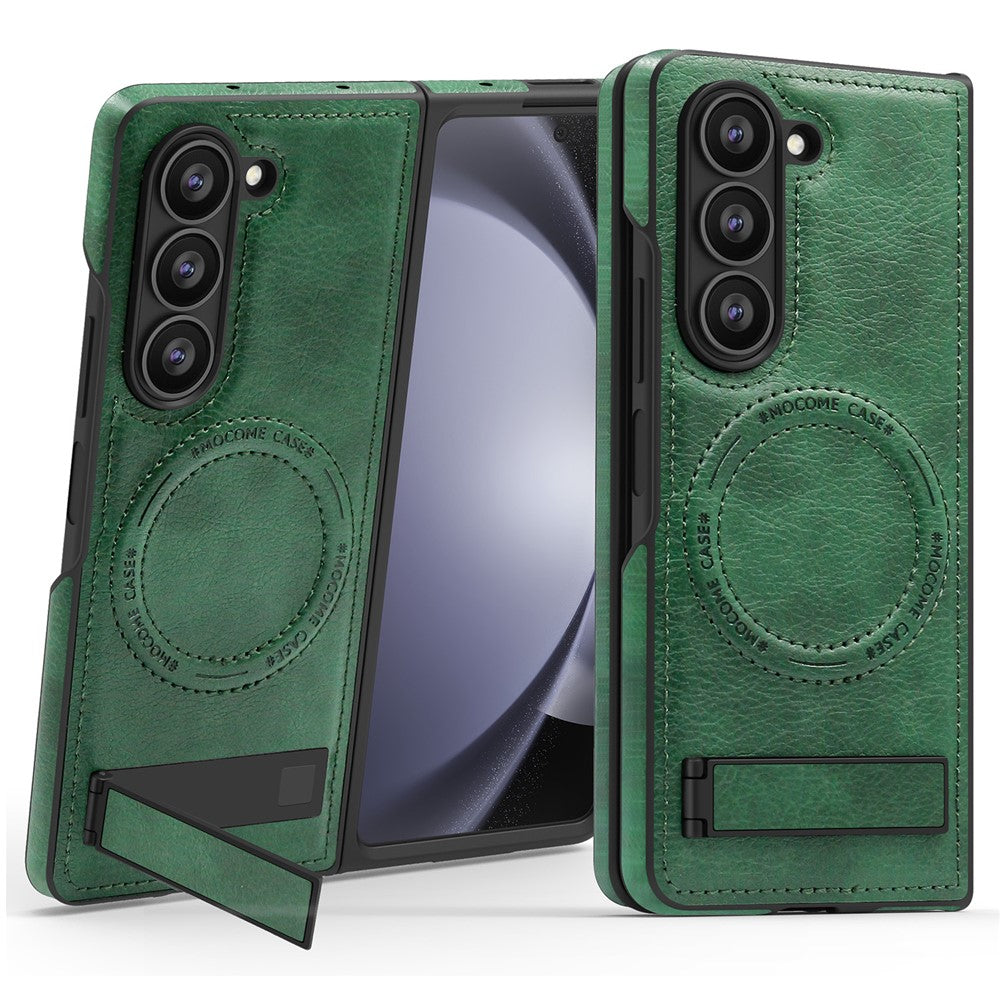 Til Samsung Galaxy Z Fold5 5G Magnetisk cover med foldbar støttefod PC Silikone Læder Telefon Bagcover