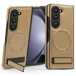 Til Samsung Galaxy Z Fold5 5G Magnetisk cover med foldbar støttefod PC Silikone Læder Telefon Bagcover