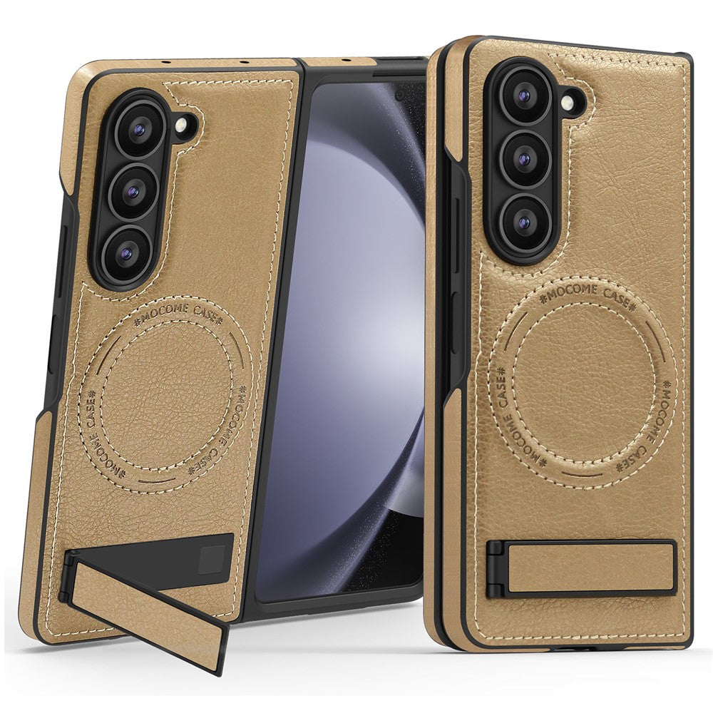 Til Samsung Galaxy Z Fold5 5G Magnetisk cover med foldbar støttefod PC Silikone Læder Telefon Bagcover