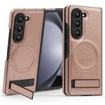 Til Samsung Galaxy Z Fold5 5G Magnetisk cover med foldbar støttefod PC Silikone Læder Telefon Bagcover