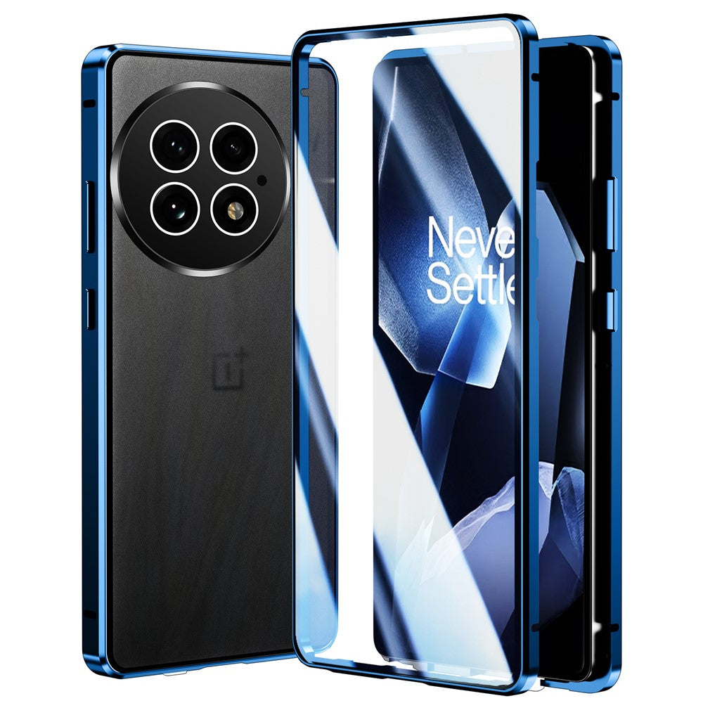 Til OnePlus 13 Cover Dobbeltsidet Hærdet Glas Fuld Beskyttelse Telefoncover med Magnetisk Metalramme
