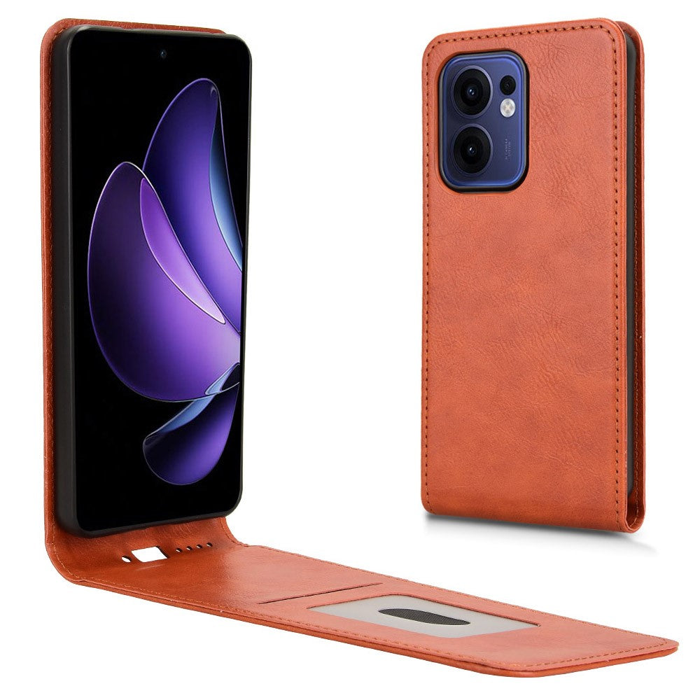 Oppo Reno13 F 5G (Reno 13 FS 5G) / 4G-skal med kortplats, magnetiskt vertikalt fällbart läderfodral