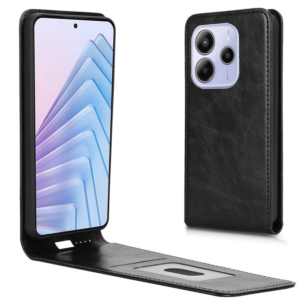 For Xiaomi Redmi Note 14 4G (163.25mm) Case with Card Slot Magnetic Vertical Flip Leather Phone Cover