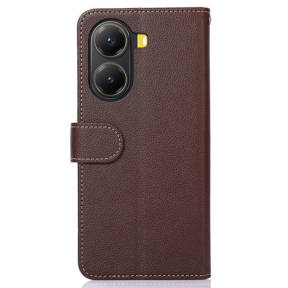 KHAZNEH For Xiaomi Poco X7 Pro 5G  /  Redmi Turbo 4 5G Case RFID Blocking Wallet Litchi Texture PU Leather Phone Cover