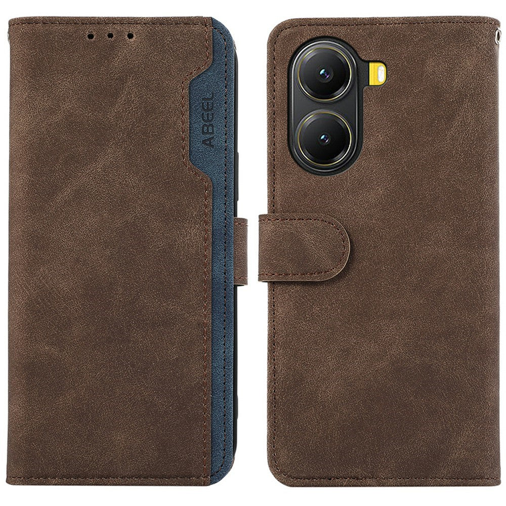 ABEEL For Xiaomi Poco X7 Pro 5G  /  Redmi Turbo 4 5G Case Color Splicing Leather Flip Phone Cover RFID Blocking