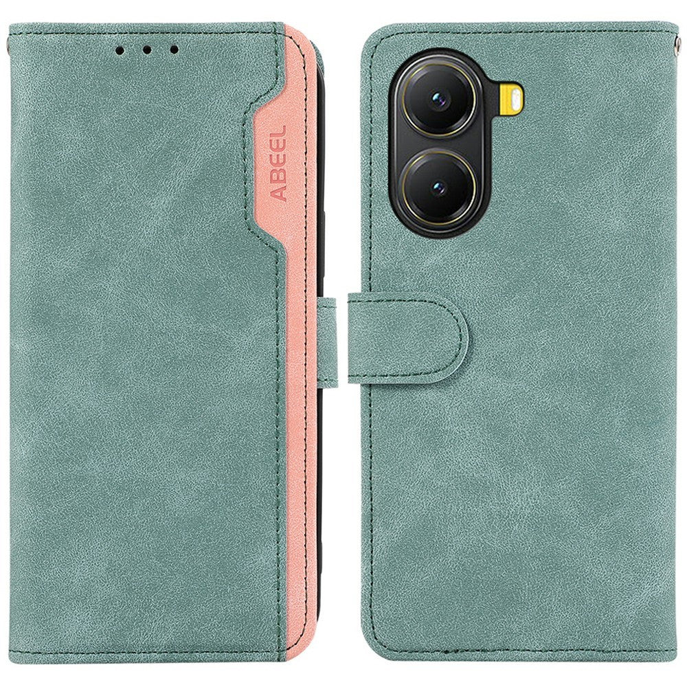 ABEEL For Xiaomi Poco X7 Pro 5G  /  Redmi Turbo 4 5G Case Color Splicing Leather Flip Phone Cover RFID Blocking