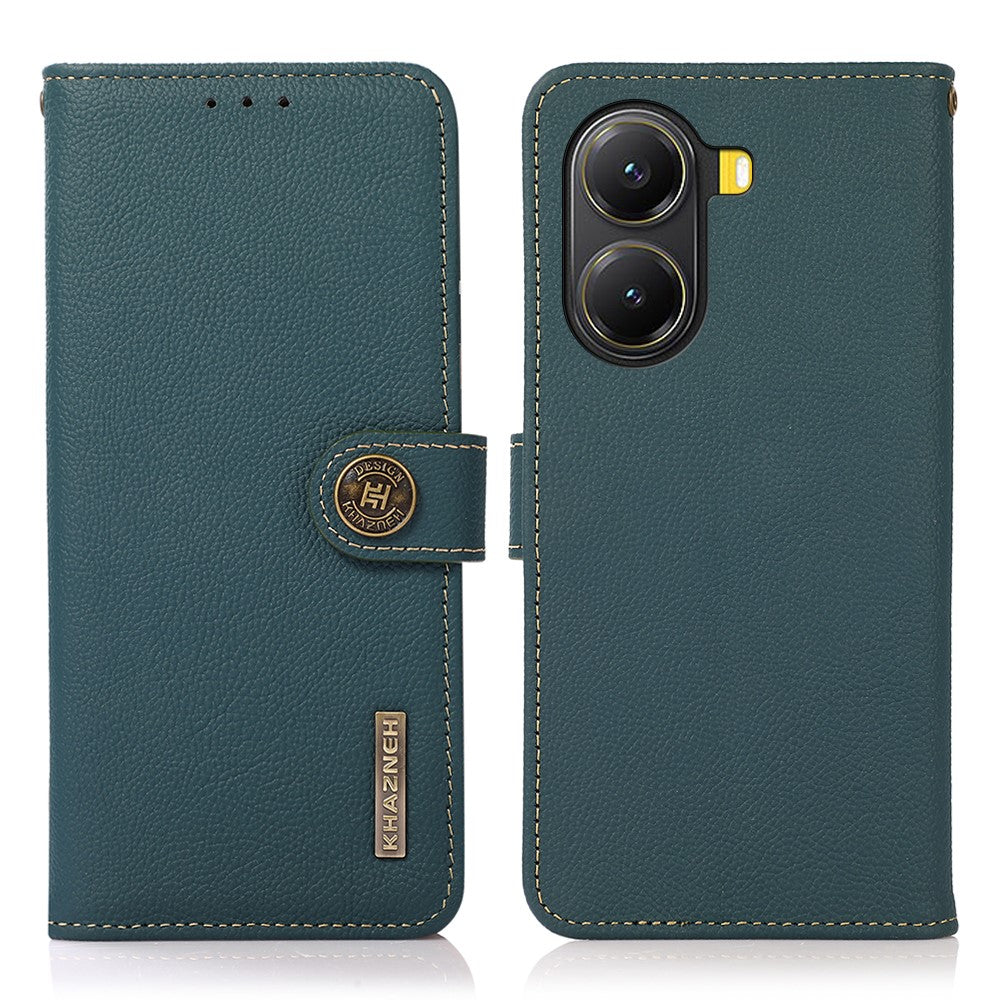 KHAZNEH for Xiaomi Poco X7 Pro 5G  /  Redmi Turbo 4 5G Case Genuine Cow Leather RFID Blocking Wallet Phone Cover