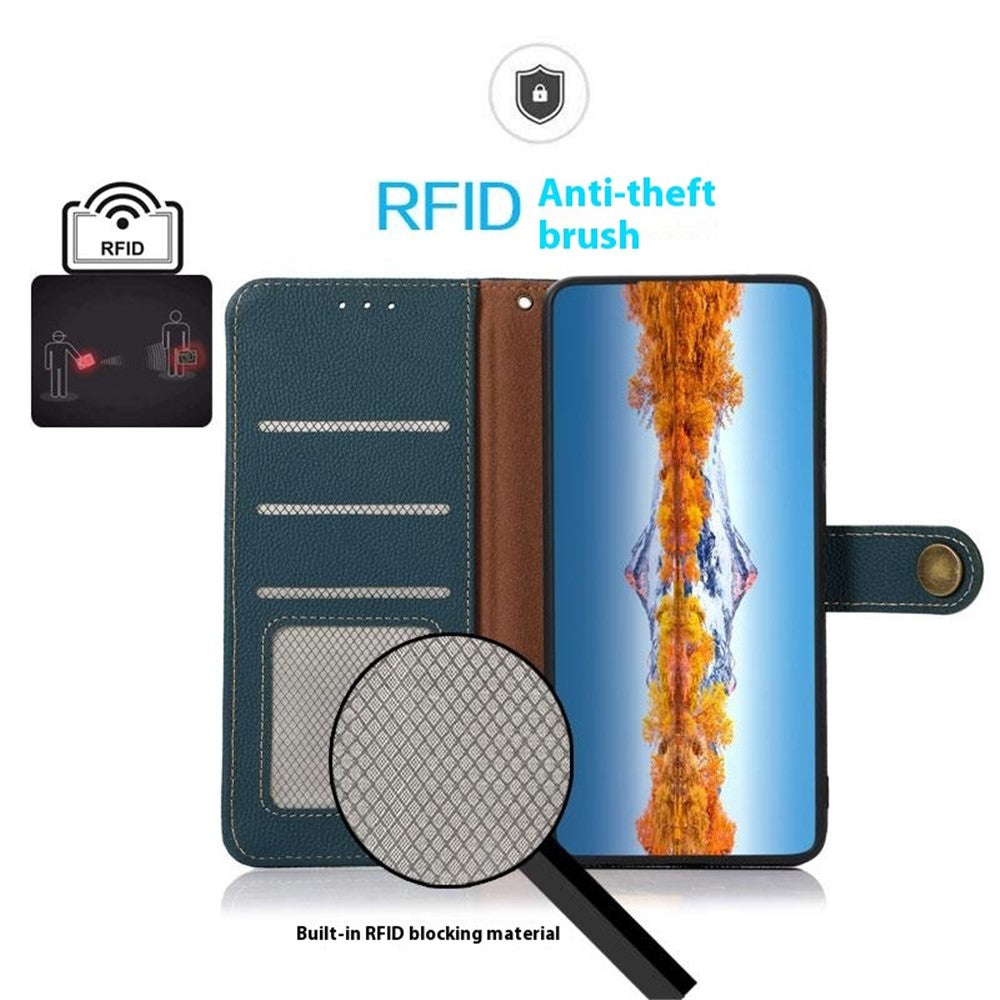 KHAZNEH for Xiaomi Poco X7 Pro 5G  /  Redmi Turbo 4 5G Case Genuine Cow Leather RFID Blocking Wallet Phone Cover