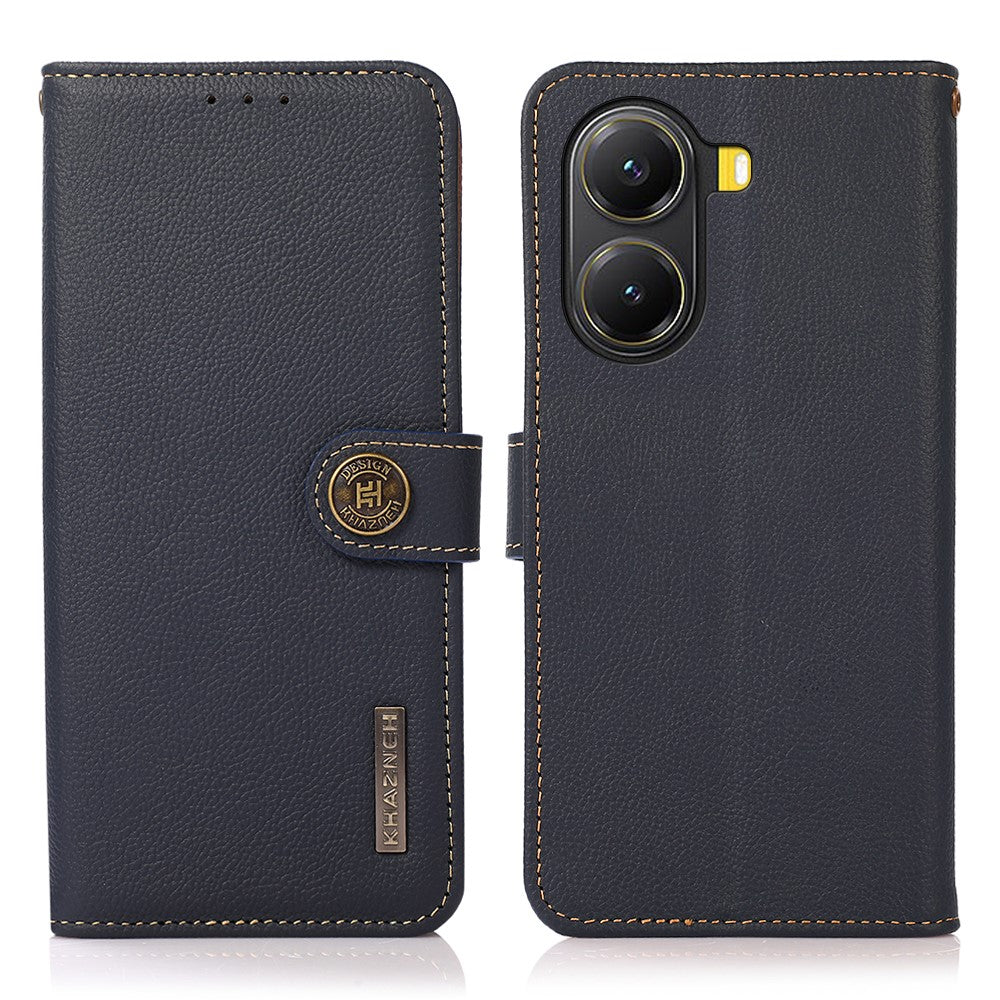 KHAZNEH for Xiaomi Poco X7 Pro 5G  /  Redmi Turbo 4 5G Case Genuine Cow Leather RFID Blocking Wallet Phone Cover