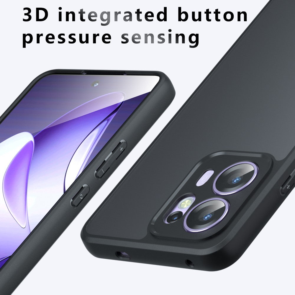 Oppo Reno13 F 5G (Reno 13 FS 5G) / 4G-skal Skin-Touch TPU + PC Matt mobilskal, Transparent Svart