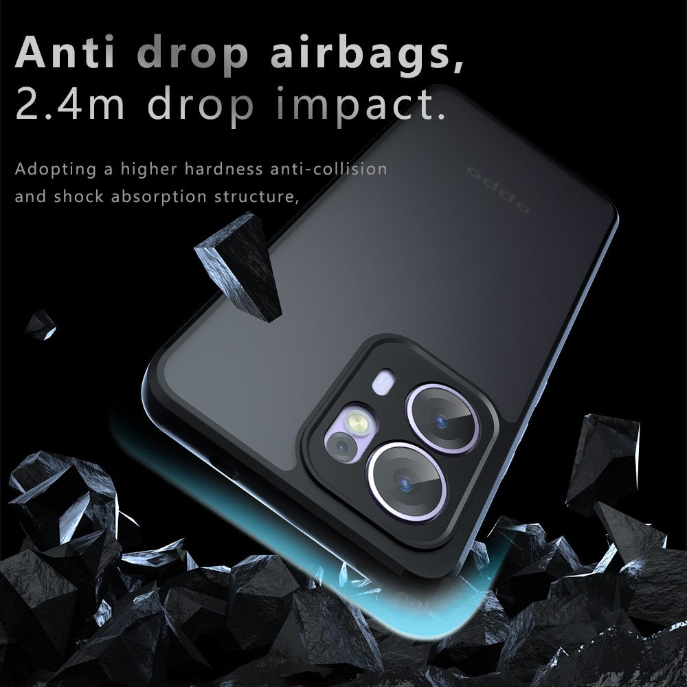 Oppo Reno13 F 5G (Reno 13 FS 5G) / 4G-skal Skin-Touch TPU + PC Matt mobilskal, Transparent Svart