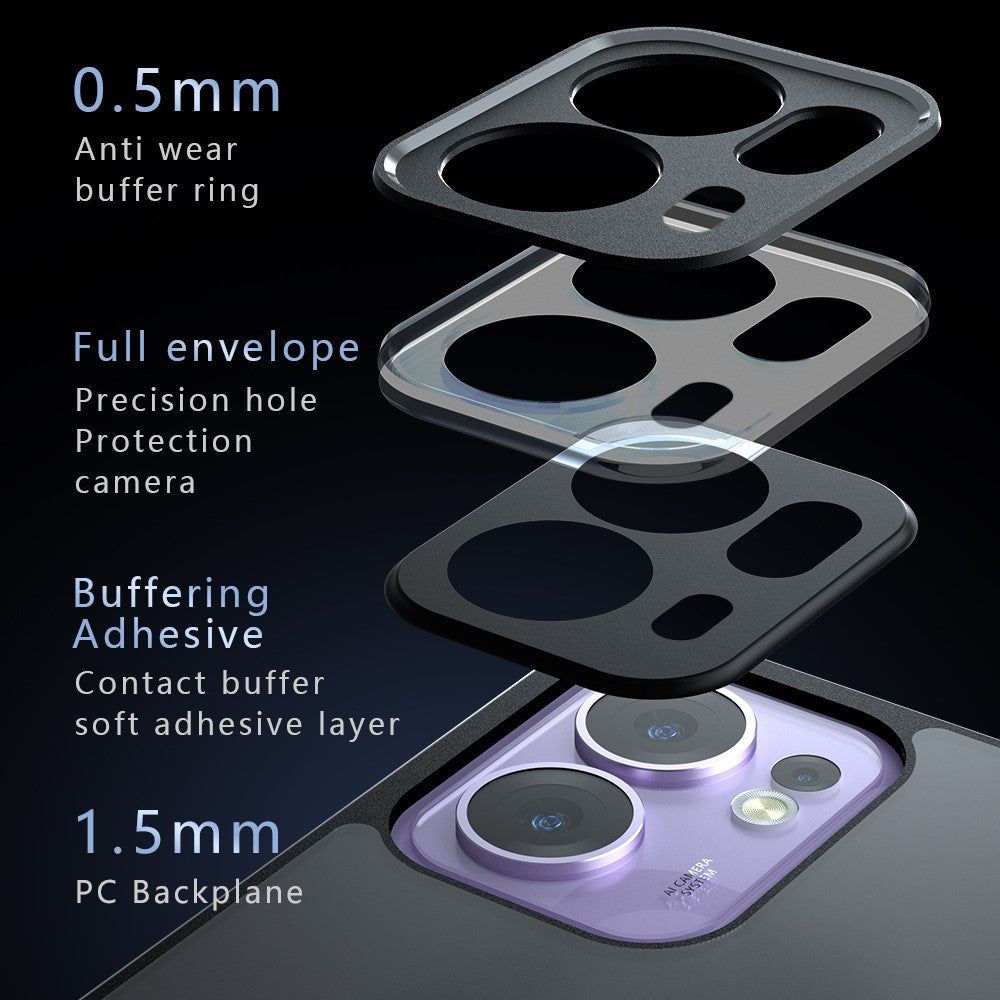 Oppo Reno13 F 5G (Reno 13 FS 5G) / 4G-skal Skin-Touch TPU + PC Matt mobilskal, Transparent Svart