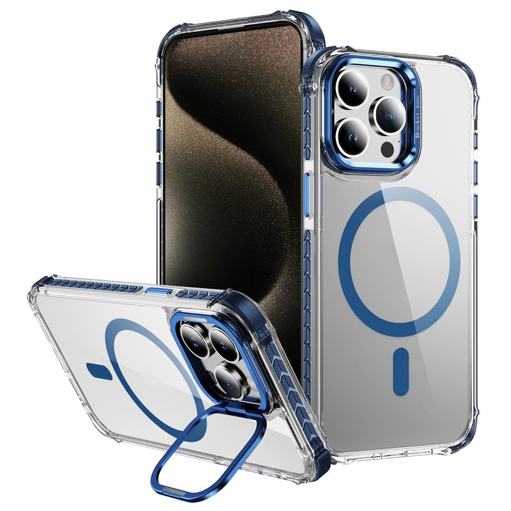 For iPhone 12 Pro Max Clear Phone Case with Lens Kickstand Cover Compatible with MagSafe