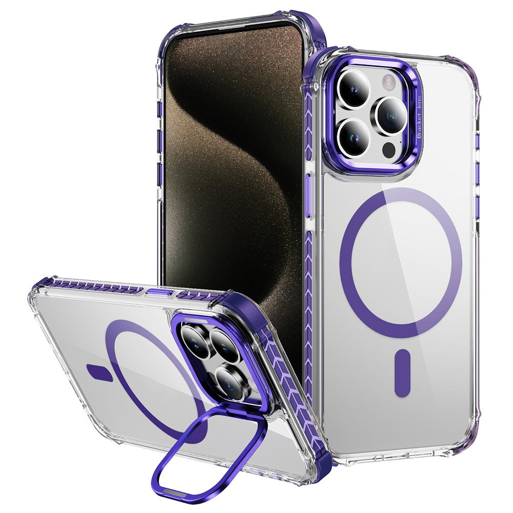 For iPhone 12 Pro Max Clear Phone Case with Lens Kickstand Cover Compatible with MagSafe