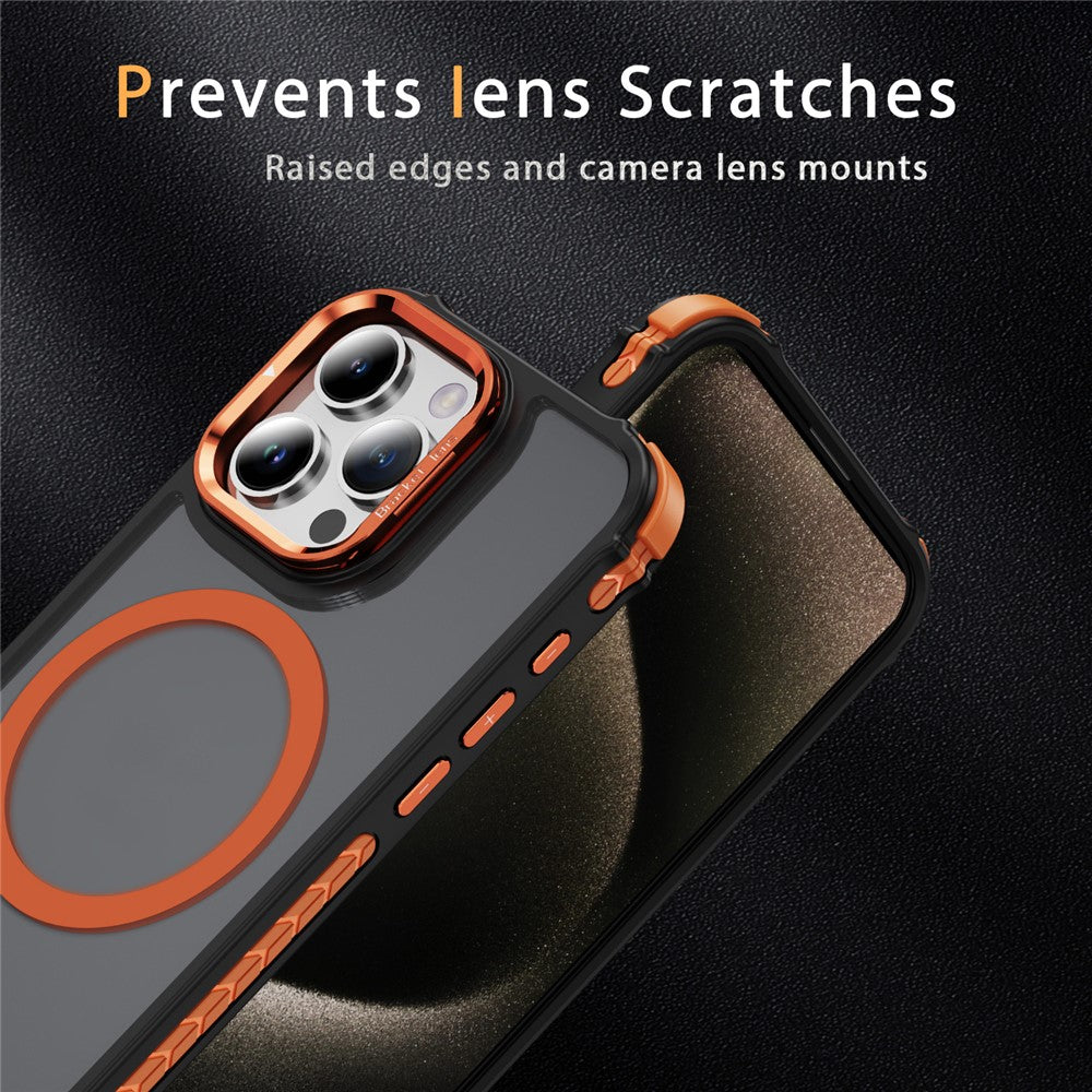 For iPhone 12 Pro  /  12 Case with Lens Kickstand Matte Phone Back Cover Compatible with MagSafe