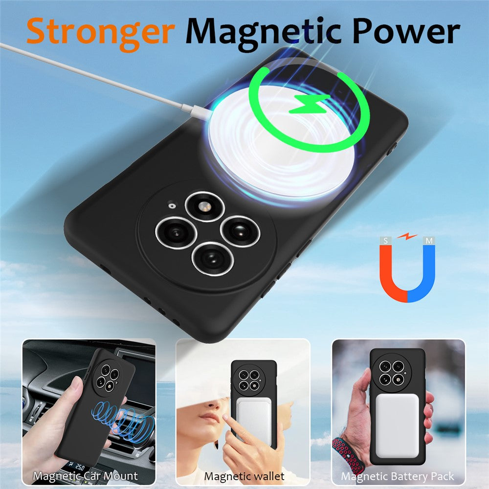 For OnePlus 13 Liquid Silicone Case with Strap Magnetic Case Phone Cover