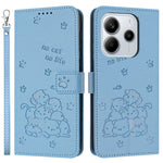Wallet Case for Xiaomi Redmi Note 14 4G (163.25mm) Cats Imprint Leather Phone Cover with Strap