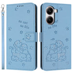 Wallet Case for Xiaomi Redmi Turbo 4 5G / Poco X7 Pro 5G Cats Imprint Leather Phone Cover with Strap