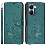 Wallet Case for Xiaomi Redmi Turbo 4 5G / Poco X7 Pro 5G Cats Imprint Leather Phone Cover with Strap