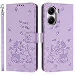 Wallet Case for Xiaomi Redmi Turbo 4 5G / Poco X7 Pro 5G Cats Imprint Leather Phone Cover with Strap