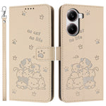 Wallet Case for Xiaomi Redmi Turbo 4 5G / Poco X7 Pro 5G Cats Imprint Leather Phone Cover with Strap