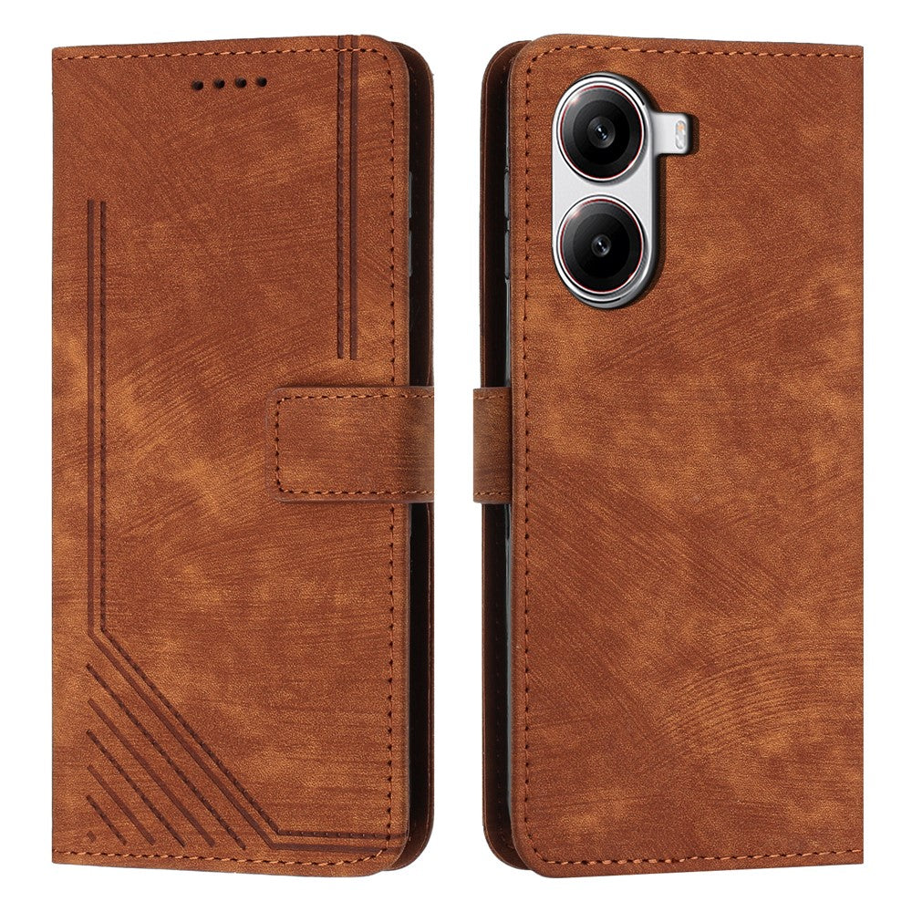 Phone Case for Xiaomi Redmi Turbo 4 5G / Poco X7 Pro 5G Imprinted Lines Leather Cover with Stand
