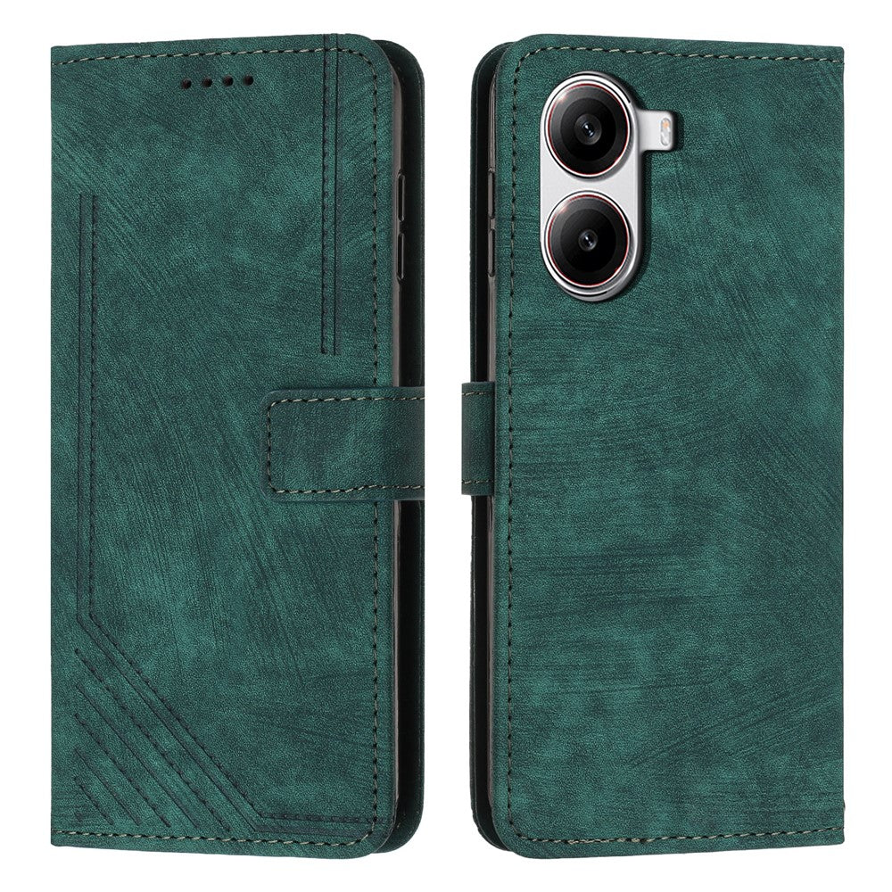 Phone Case for Xiaomi Redmi Turbo 4 5G / Poco X7 Pro 5G Imprinted Lines Leather Cover with Stand