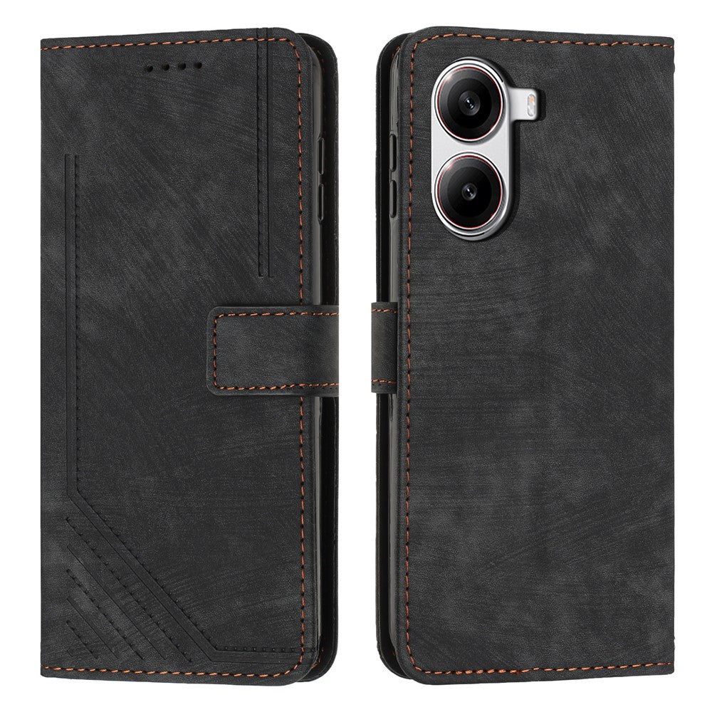 Phone Case for Xiaomi Redmi Turbo 4 5G / Poco X7 Pro 5G Imprinted Lines Leather Cover with Stand