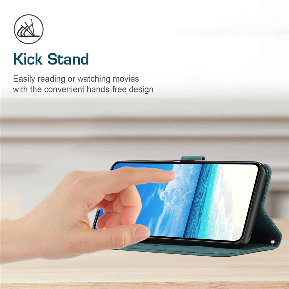 Til Oppo Reno13 F 5G (Reno 13 FS 5G) / 4G Etui Med Stander i PU-læder, Telefoncover med Præget Hjerte-Mønster