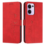 Til Oppo Reno13 F 5G (Reno 13 FS 5G) / 4G Etui Med Stander i PU-læder, Telefoncover med Præget Hjerte-Mønster