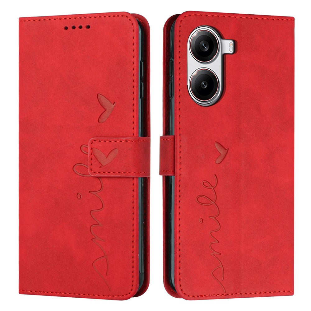 For Xiaomi Redmi Turbo 4 5G / Poco X7 Pro 5G Case Viewing Stand PU Leather Phone Cover Imprinted Heart Pattern