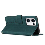 For Oppo Reno13 5G (Global) Case Viewing Stand PU Leather Phone Cover Imprinted Heart Pattern