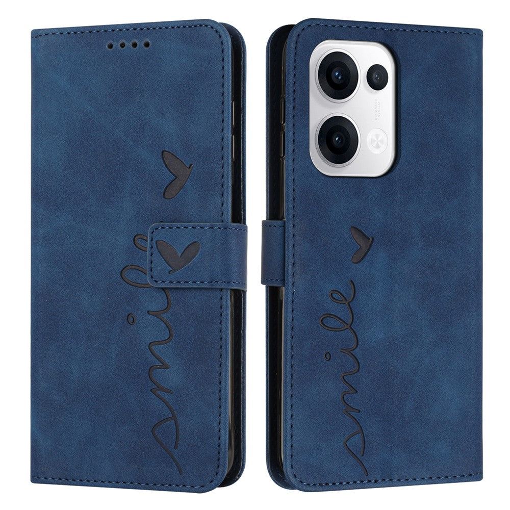 For Oppo Reno13 5G (Global) Case Viewing Stand PU Leather Phone Cover Imprinted Heart Pattern