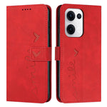 For Oppo Reno13 5G (Global) Case Viewing Stand PU Leather Phone Cover Imprinted Heart Pattern