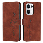 For Oppo Reno13 5G (Global) Case Viewing Stand PU Leather Phone Cover Imprinted Heart Pattern