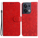 Full Protection Phone Case For Oppo Reno8 5G (Global Version), Sunflower Imprinted PU Leather Stand Anti-scratch Phone Flip Wallet Cover with Strap