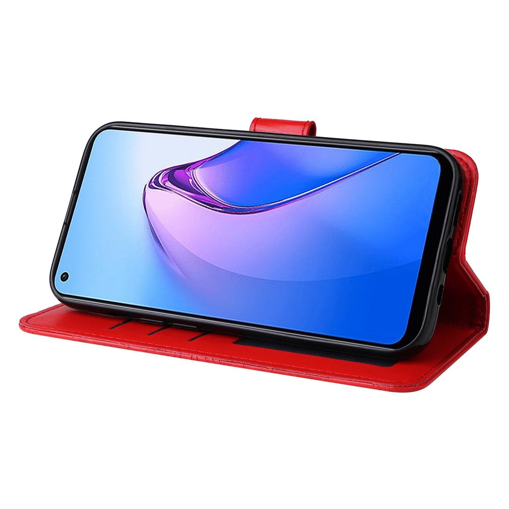 Full Protection Phone Case For Oppo Reno8 5G (Global Version), Sunflower Imprinted PU Leather Stand Anti-scratch Phone Flip Wallet Cover with Strap