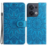 Full Protection Phone Case For Oppo Reno8 5G (Global Version), Sunflower Imprinted PU Leather Stand Anti-scratch Phone Flip Wallet Cover with Strap